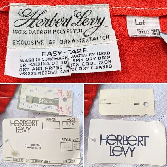 NWT Mint Vtg 1976 HERBERT LEVY SPORT Plus Size Tomato Red 2pc Leisure Suit Sz 3X - Picture 5 of 8